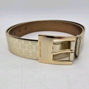 Michael Kors MK Monogram Logo Signature Belt Gold Extra Large Women 552217 EUC.